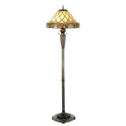 LumiLamp - Zeitlose Eleganz Bodenlampe: Tiffany Stehlampe Beige Bleiglas-Glanz für Ihr Zuhause -  ca. 46 cm